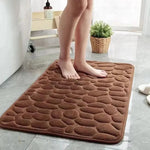 3D Rutschfeste Badematte Mit Cobblestone Relief Memory Foam Badezimmerteppich Absorbierend Maschinenwaschbar - flohmarkt-deutschland.shop