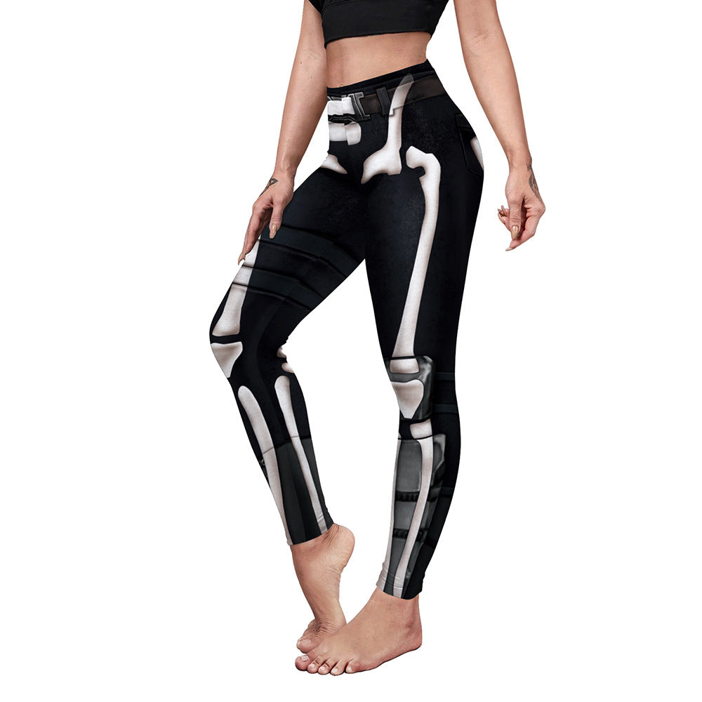 Women's Casual Pumpkin Spider Web Printed Yoga Pants