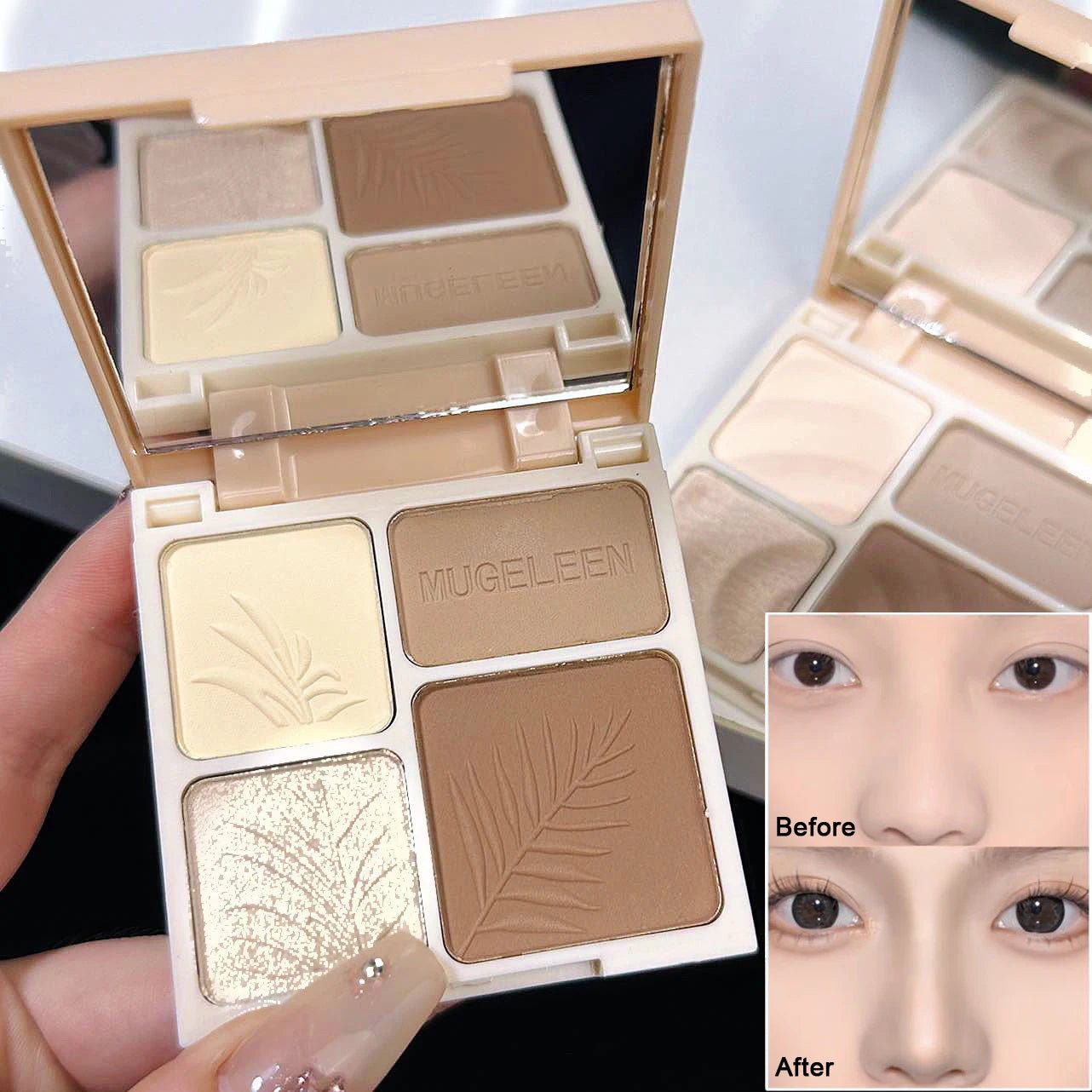 4 Colors Highlighter Contour 3D Facial Bronzer Cosmetic Brightening Beige Matte Highlights Palette Nose Shadow Powder Makeup - flohmarkt-deutschland.shop