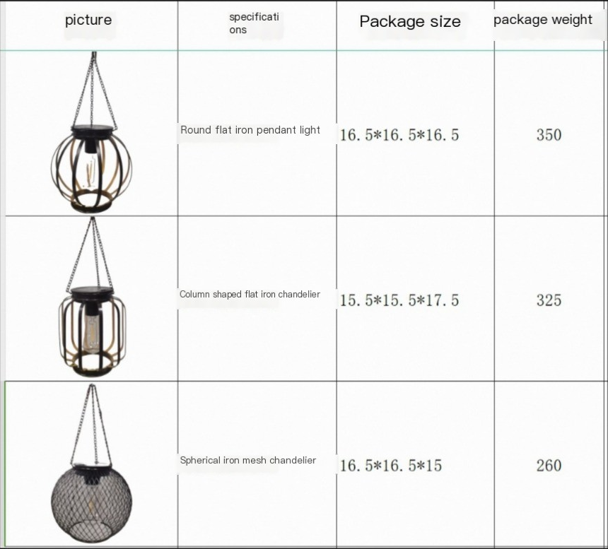 Fashion Simple Solar Garden Metal Hanging Lamp