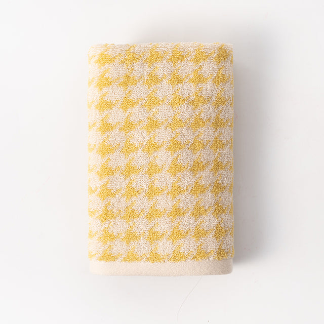 Houndstooth Cotton Jacquard Face Towel - Soft & Absorbent