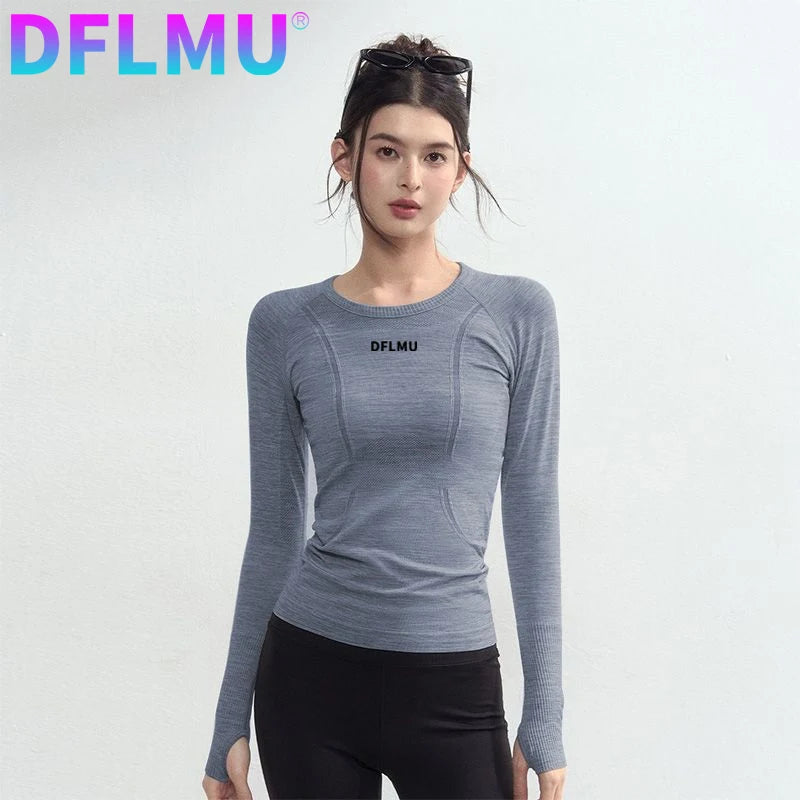Women Quick-drying Breathable Tight-fitting Yoga Clothes Soft Running Sports Long-sleeved Tops Training Fitness T-shirts