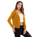 Solid Color Hooded Zip Knit Cardigan