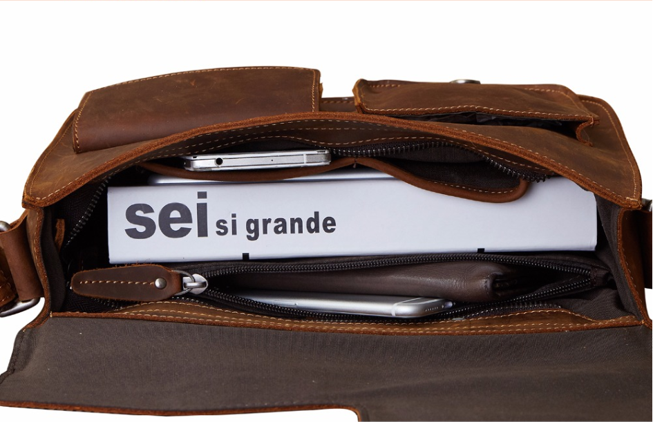 Men's Leather Shoulder Bag - Business Messenger Bag