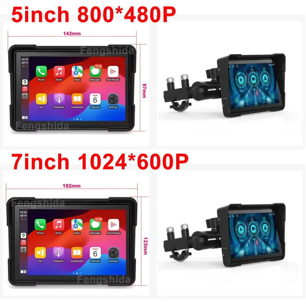 5/7 inch Carplay Motorcycle DVR Navigation GPS Wireless CarPlay Android Auto Airplay Display Screen Portable Moto Monitor IPX7