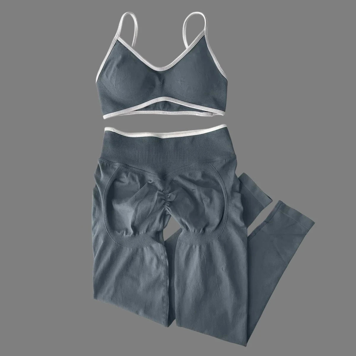Women's 2-Piece Color Block Yoga Set: Camisole Bra & Seamless Fitted Leggings, Suitable for Fitness and Exercise