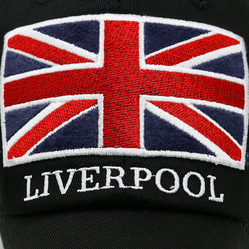 Korean Style Cotton Baseball Cap with Embroidered Flag
