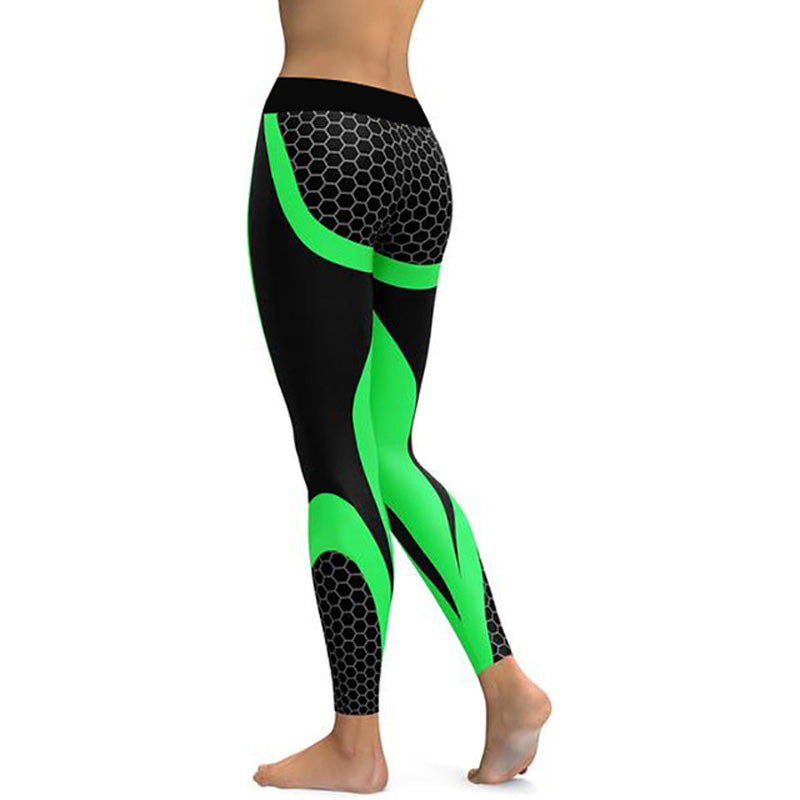 Geometric Honeycomb Digital Print Yoga Leggings
