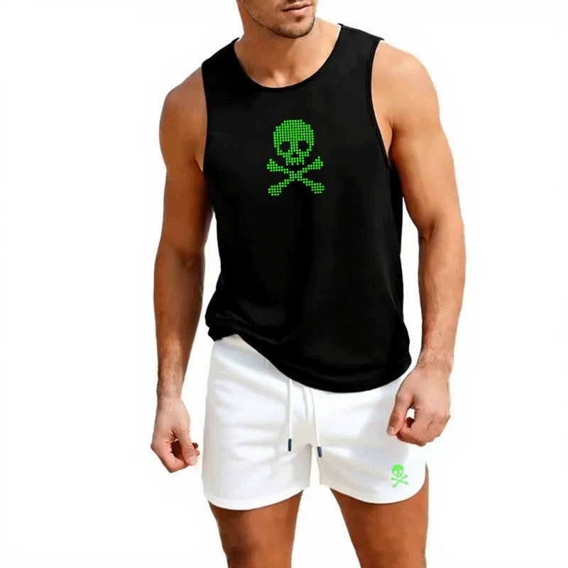 Fitness loose men tank top  sleeveless t-shirt suit fitness clothes basketball training vest men sport undershirt suit