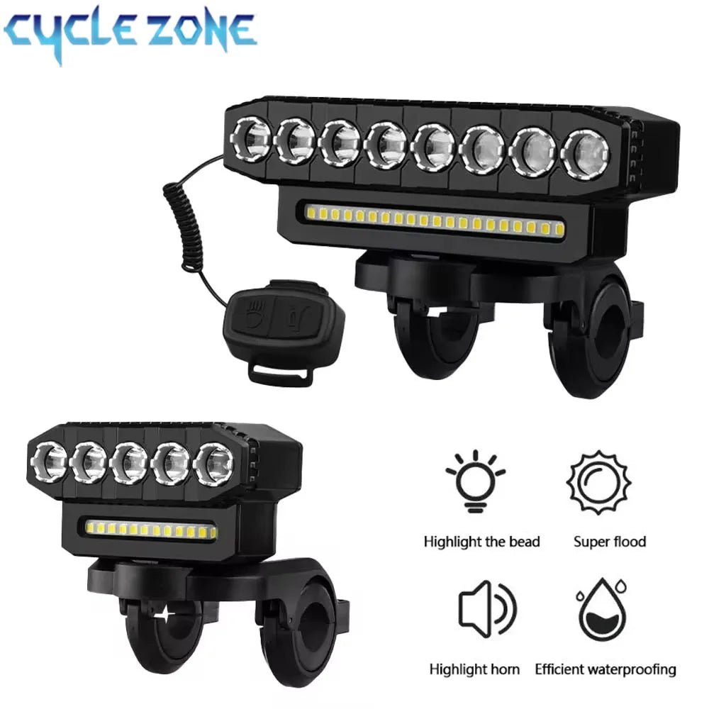 5/8 LED Fahrrad-Frontlicht, USB wiederaufladbar, 130 dB, Fahrradhupe, einfach zu installieren, 6 Modi, Fahrradklingel-Licht - flohmarkt-deutschland.shop