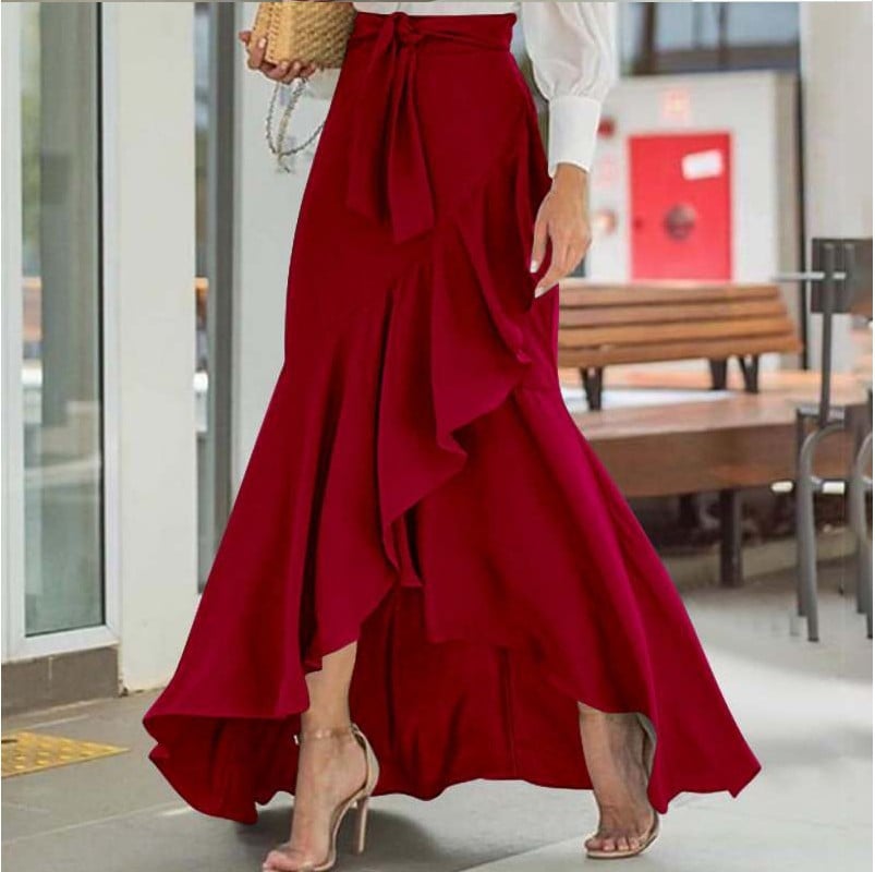 High Waist Irregular Fishtail Lace Skirt