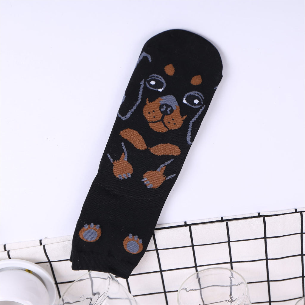 Cute Korean Cartoon Dog Cotton Mid-Calf Socks