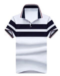 Men's Short Sleeve Striped Polo Shirt for Summer
