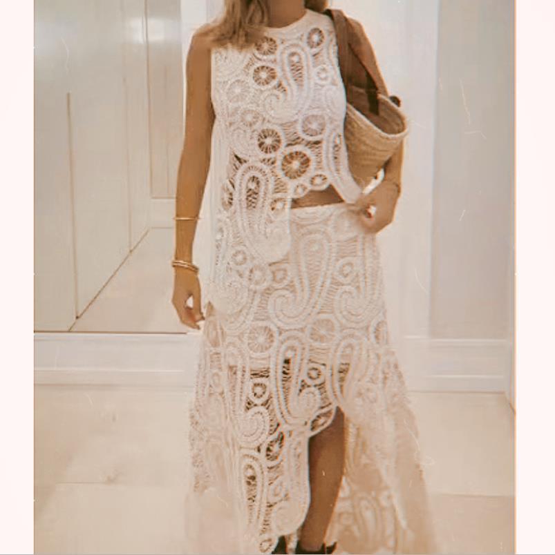 2023 Women's Fashion Knit Crop Top and Skirt Set