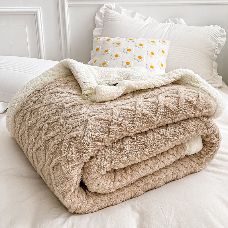 Thick Double Layer Lamb Fleece Blanket for Fall/Winter