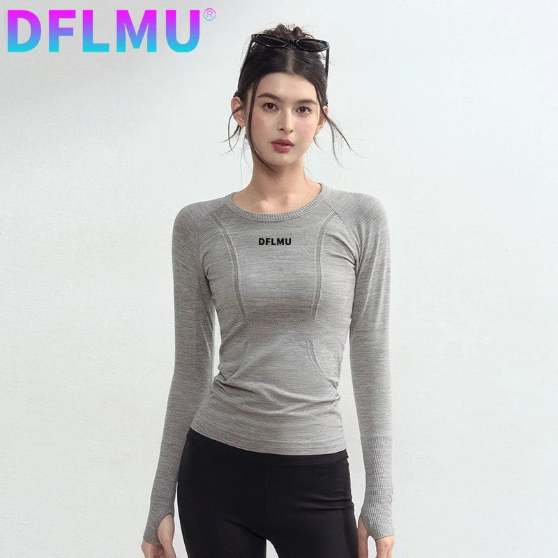 Women Quick-drying Breathable Tight-fitting Yoga Clothes Soft Running Sports Long-sleeved Tops Training Fitness T-shirts