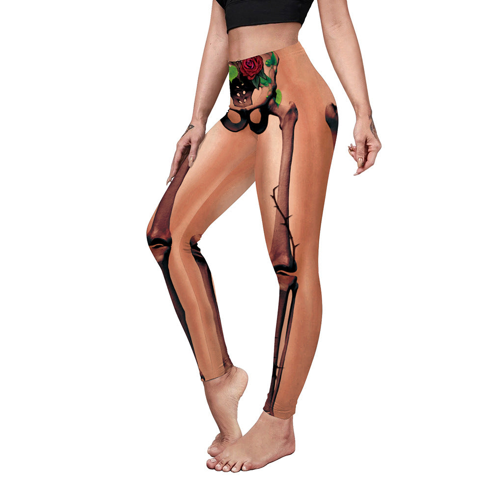 Women's Casual Pumpkin Spider Web Printed Yoga Pants