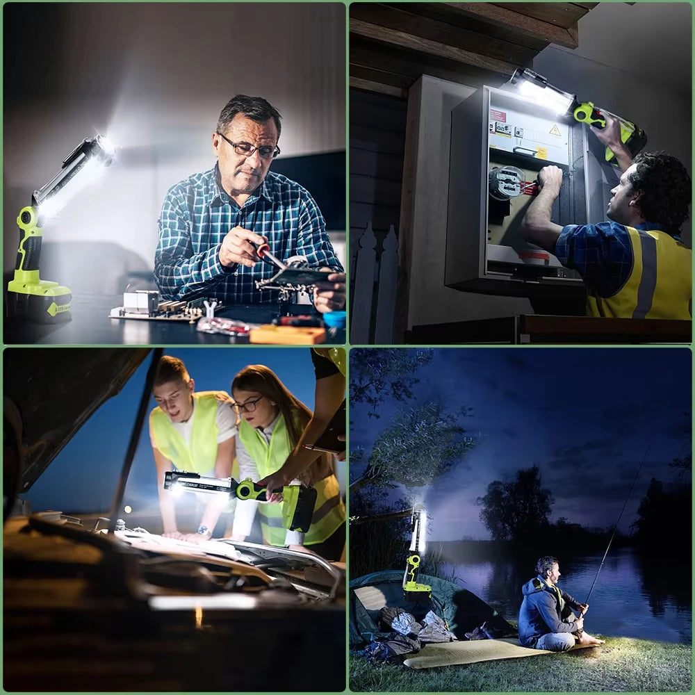 2000LM LED Work Light for Makita 20V Lithium-ion Battery Portable Light Horizontal Down Light Outdoor Handheld Flashlight 35W