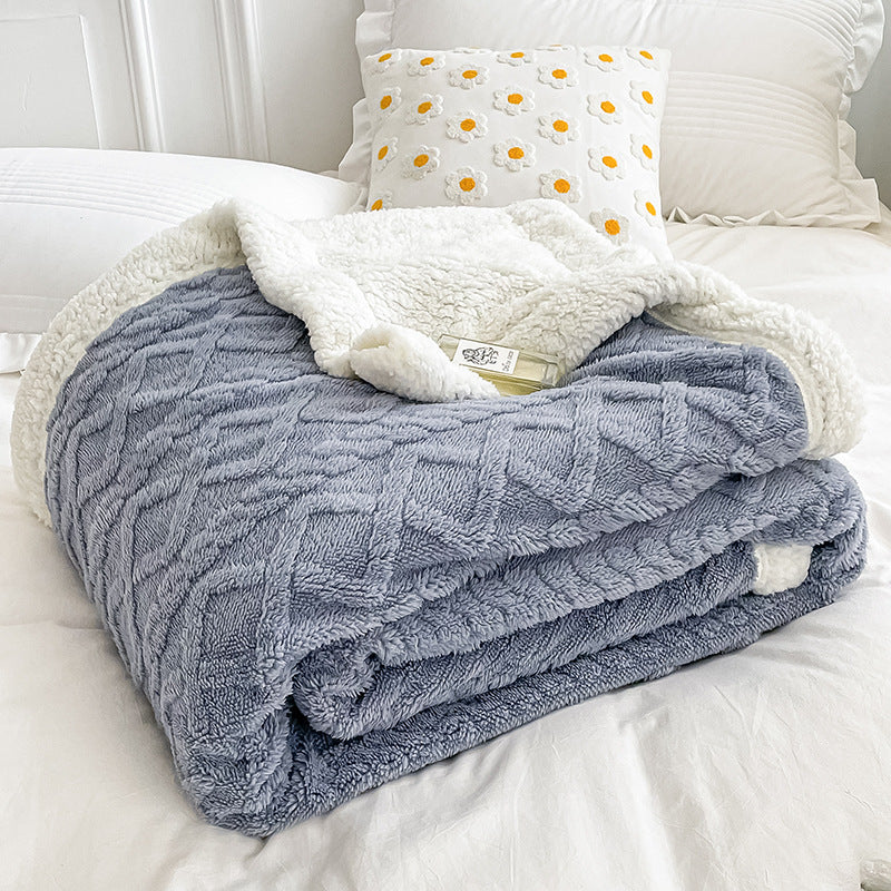 Thick Double Layer Lamb Fleece Blanket for Fall/Winter