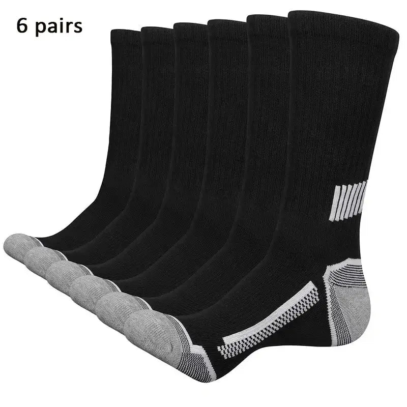6 Paar Herren-Sportsocken, schweißabsorbierend, bequem und atmungsaktiv, geeignet für Basketballtraining und Laufen im Freien - flohmarkt-deutschland.shop