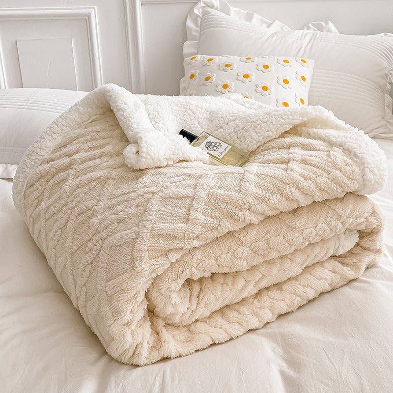 Thick Double Layer Lamb Fleece Blanket for Fall/Winter