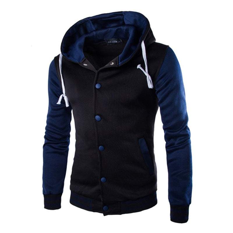 WISH Men's Slim Fit Hooded Baseball Jacket