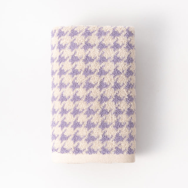 Houndstooth Cotton Jacquard Face Towel - Soft & Absorbent