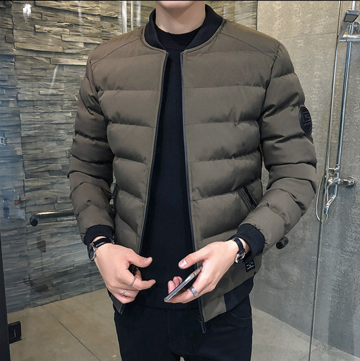 Winter Slim Fit Men's Cotton Jacket with Stand Collar
