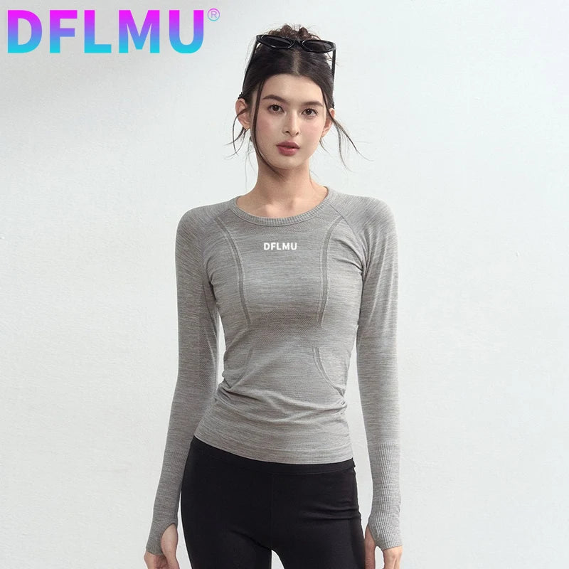 Women Quick-drying Breathable Tight-fitting Yoga Clothes Soft Running Sports Long-sleeved Tops Training Fitness T-shirts