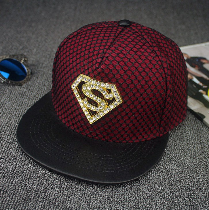 Superman Diamond Flat Brim Hat - Street Hip Hop Cap