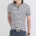 Korean Style Men's Short Sleeve Polo Striped T-Shirt