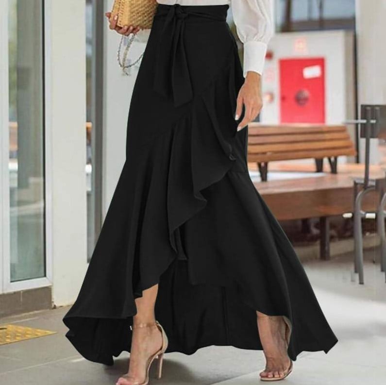High Waist Irregular Fishtail Lace Skirt