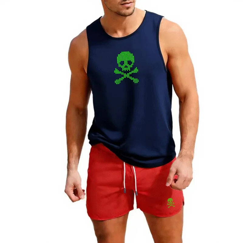 Fitness loose men tank top  sleeveless t-shirt suit fitness clothes basketball training vest men sport undershirt suit