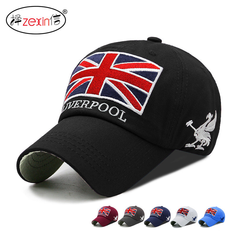 Korean Style Cotton Baseball Cap with Embroidered Flag