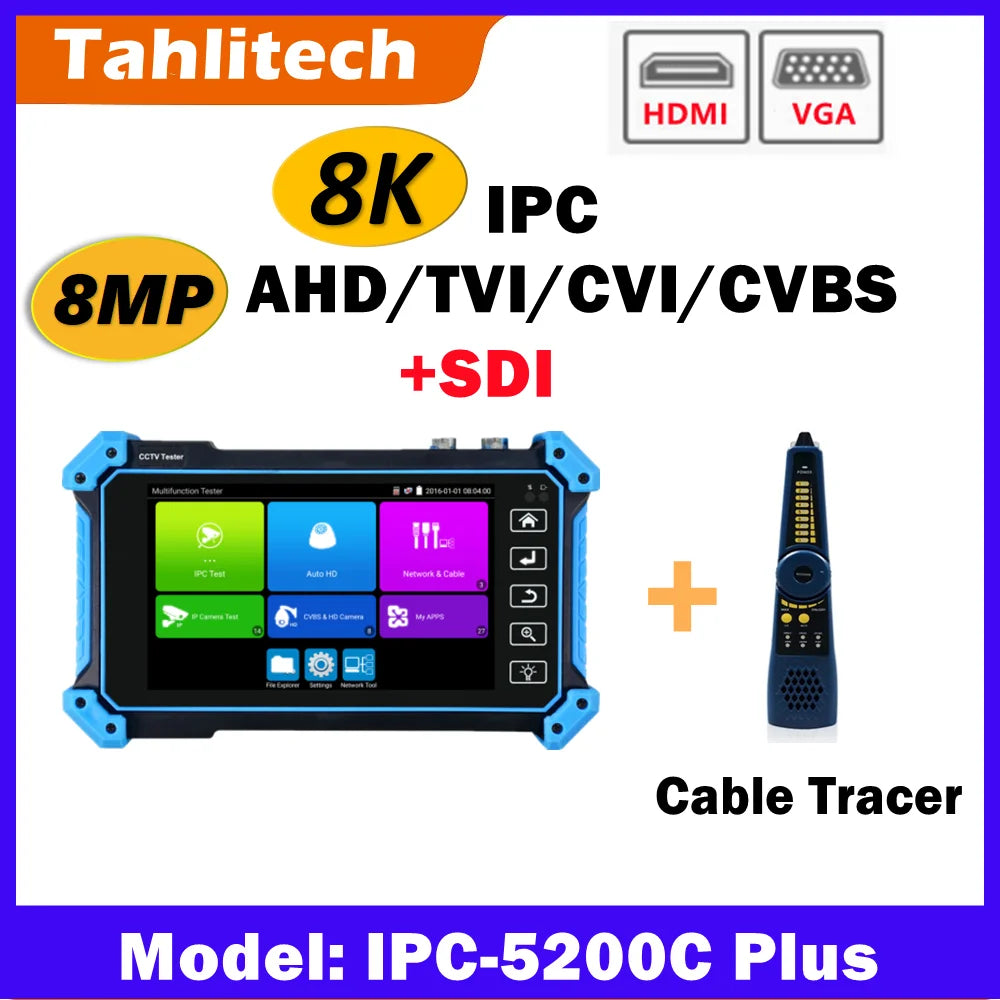 CCTV Tester IP camera ahd mini monitor 4k HDMI VGA IPC tester CCTV poe portable monitor cftv camera cable testing ONVIF PTZ