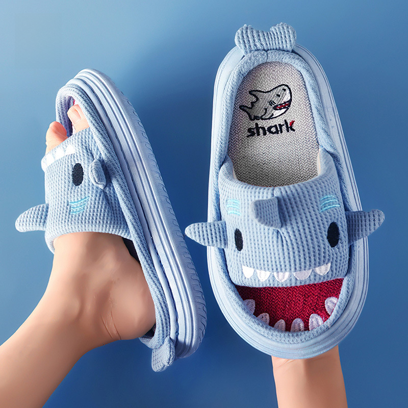 Cute Shark Slippers for Women - Indoor Non-Slip Linen