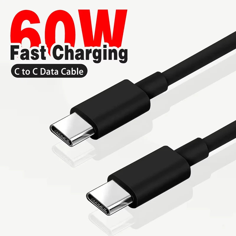 PD 60W USB C to USB Type C Cable Fast Charge Data Cable For Iphone 15 15Pro Huawei Samsung Xiaomi Data Line Black White 1M 2M 3M