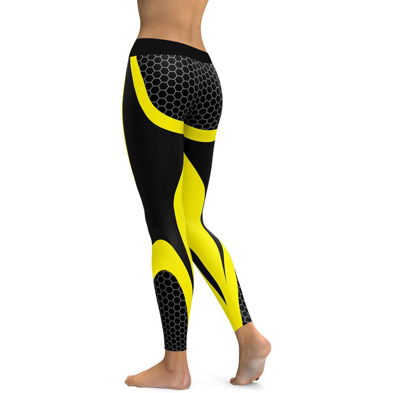 Geometric Honeycomb Digital Print Yoga Leggings