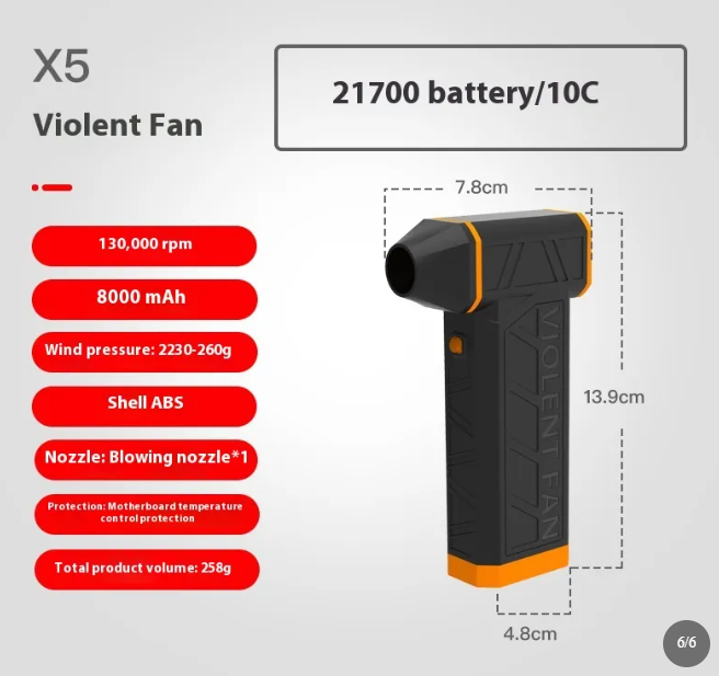 Violent Turbo Fan X3 Handheld Hochgeschwindigkeits-Akku-Bläser