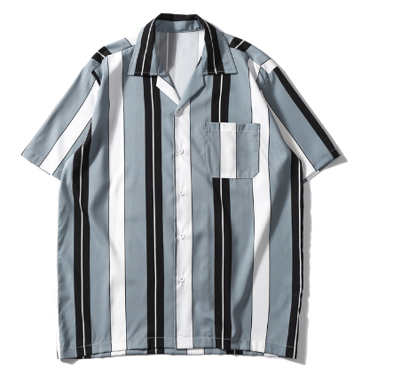 Summer Harajuku Style Striped Loose Short Sleeve Shirt