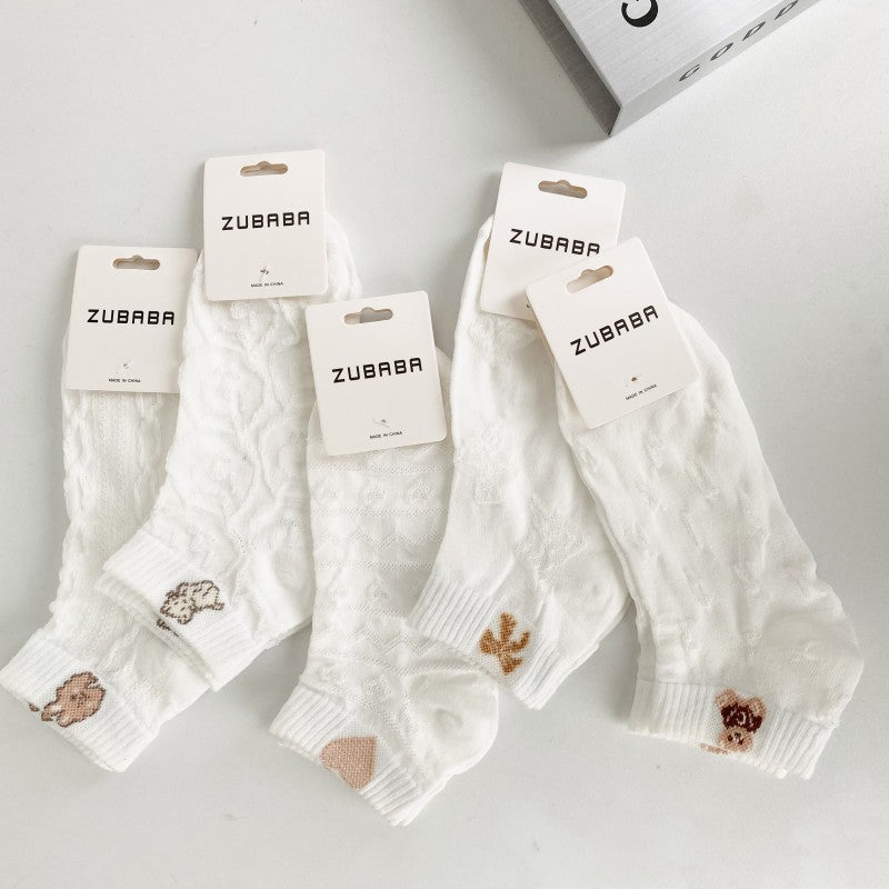 Cute Cartoon Mid-Calf Socks for Women, Japanese Style