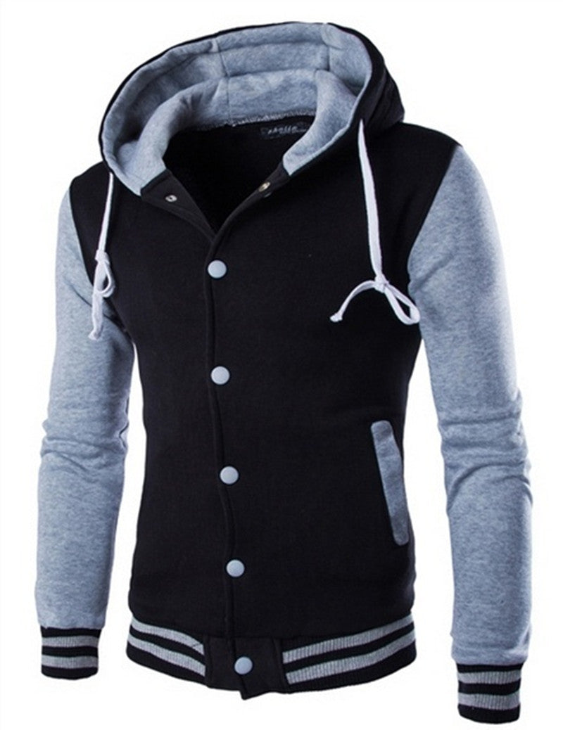 WISH Men's Slim Fit Hooded Baseball Jacket
