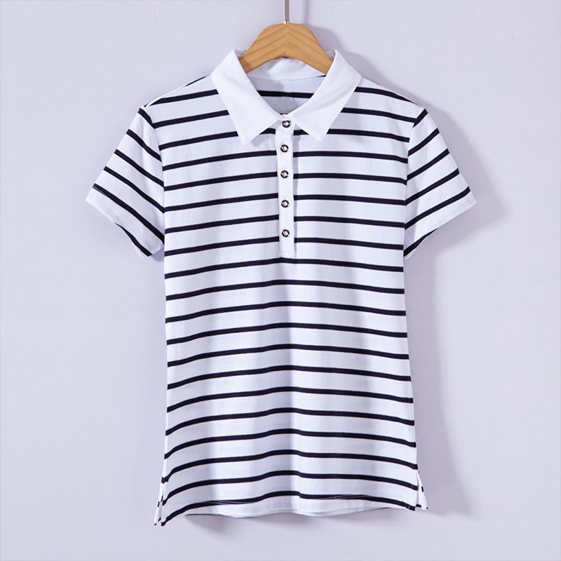 2020 Fashionable Striped Korean Style Short Sleeve T-Shirt