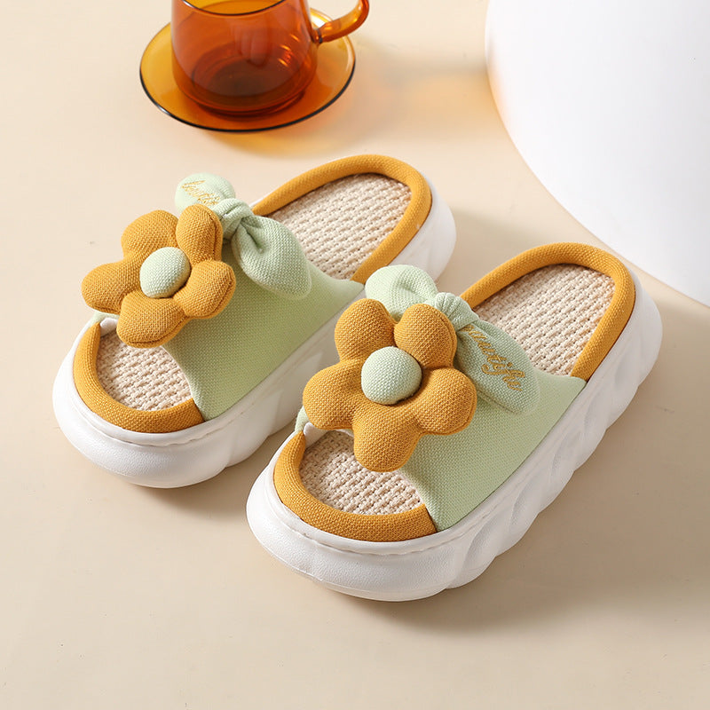 Non-slip Thick Bottom Cotton Linen Slippers