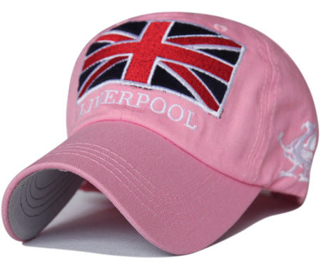 Korean Style Cotton Baseball Cap with Embroidered Flag