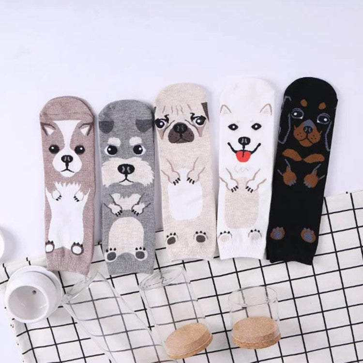 Cute Korean Cartoon Dog Cotton Mid-Calf Socks