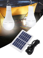 7W Solarleuchte – Wasserdichte, per USB aufladbare Hängeleuchte mit Notlichtfunktion – Solarbetriebene Lampe für Innen- & Außenbereich – Solarbirne mit Solarpaneel - flohmarkt-deutschland.shop