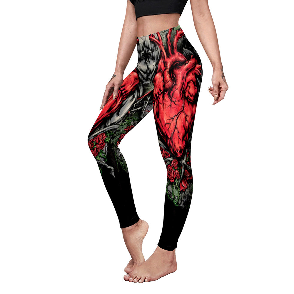 Women's Casual Pumpkin Spider Web Printed Yoga Pants