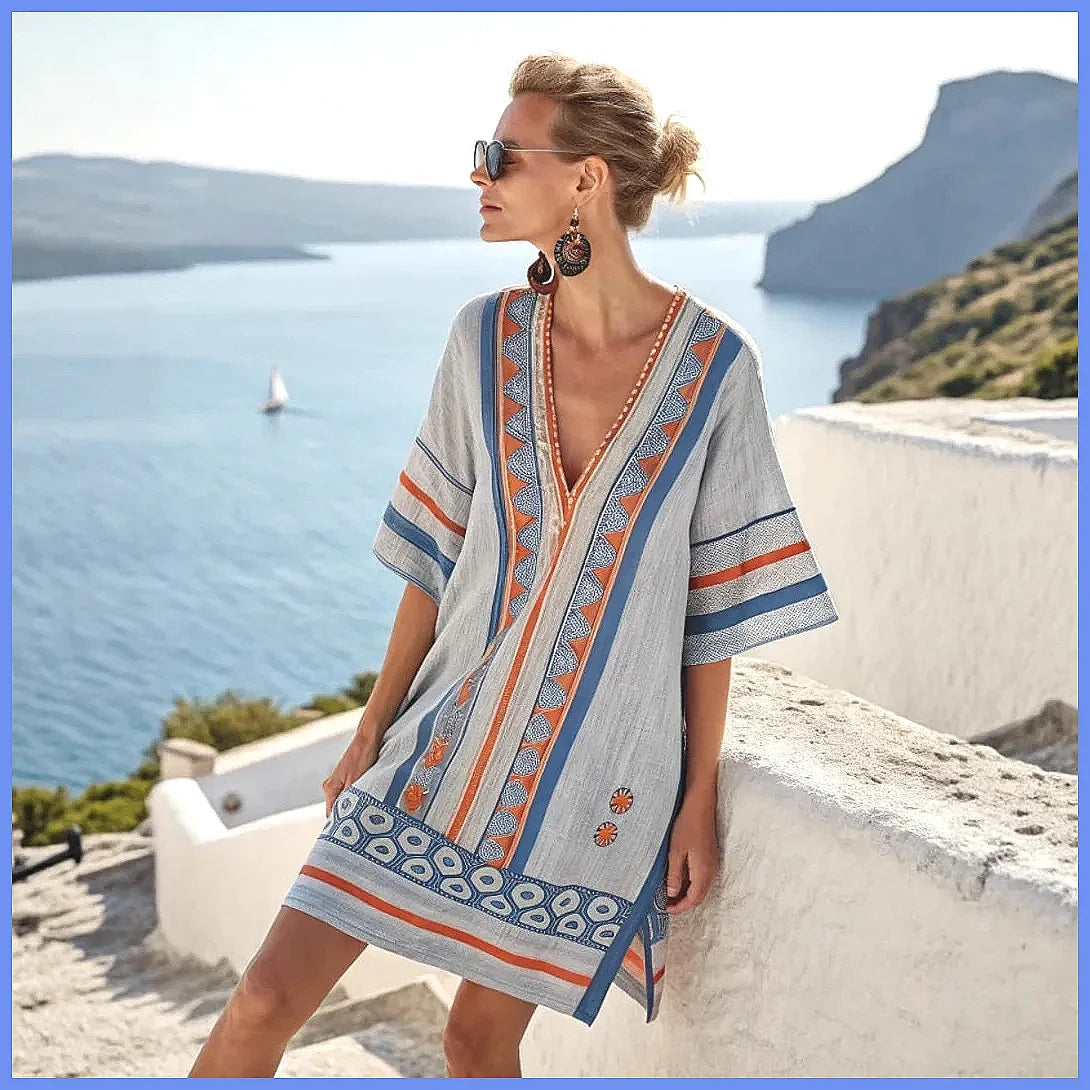 Women's 2025 Summer V-Neck Floral Print Loose Beach Dress, Casual Holiday Maxi Vestidos De Verano(72 characters)
