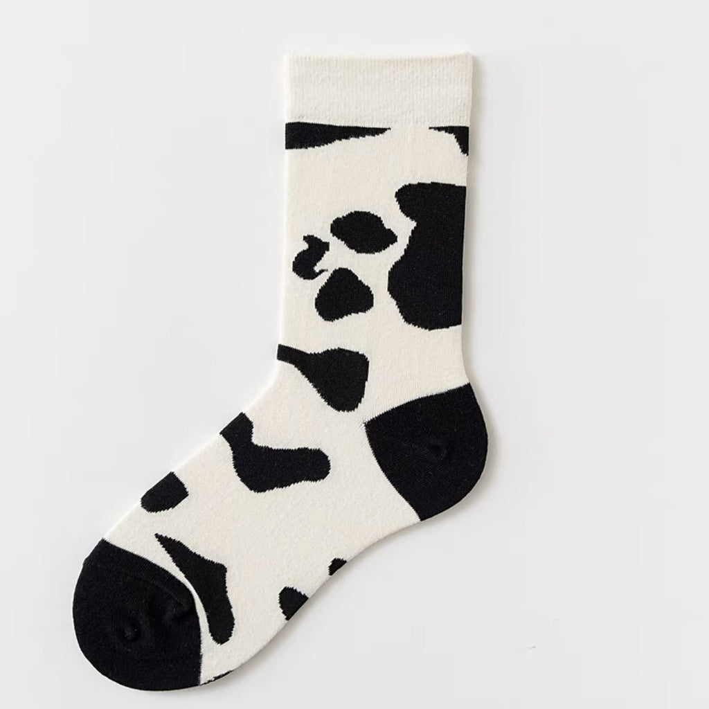 Cute Cartoon Mid-Calf Socks for Women - Zebra & Puppy